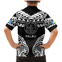 Palau Constitution Day Family Matching Mermaid Dress and Hawaiian Shirt Belau Seal With Polynesian Pattern - Black