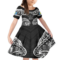Palau Constitution Day Family Matching Mermaid Dress and Hawaiian Shirt Belau Seal With Polynesian Pattern - Black