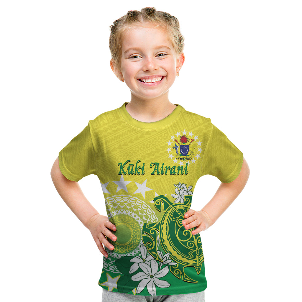 Cook Islands Independence Day Kid T Shirt Kuki Airani Tiare Maori Polynesian Pattern - Green LT14 Green - Polynesian Pride