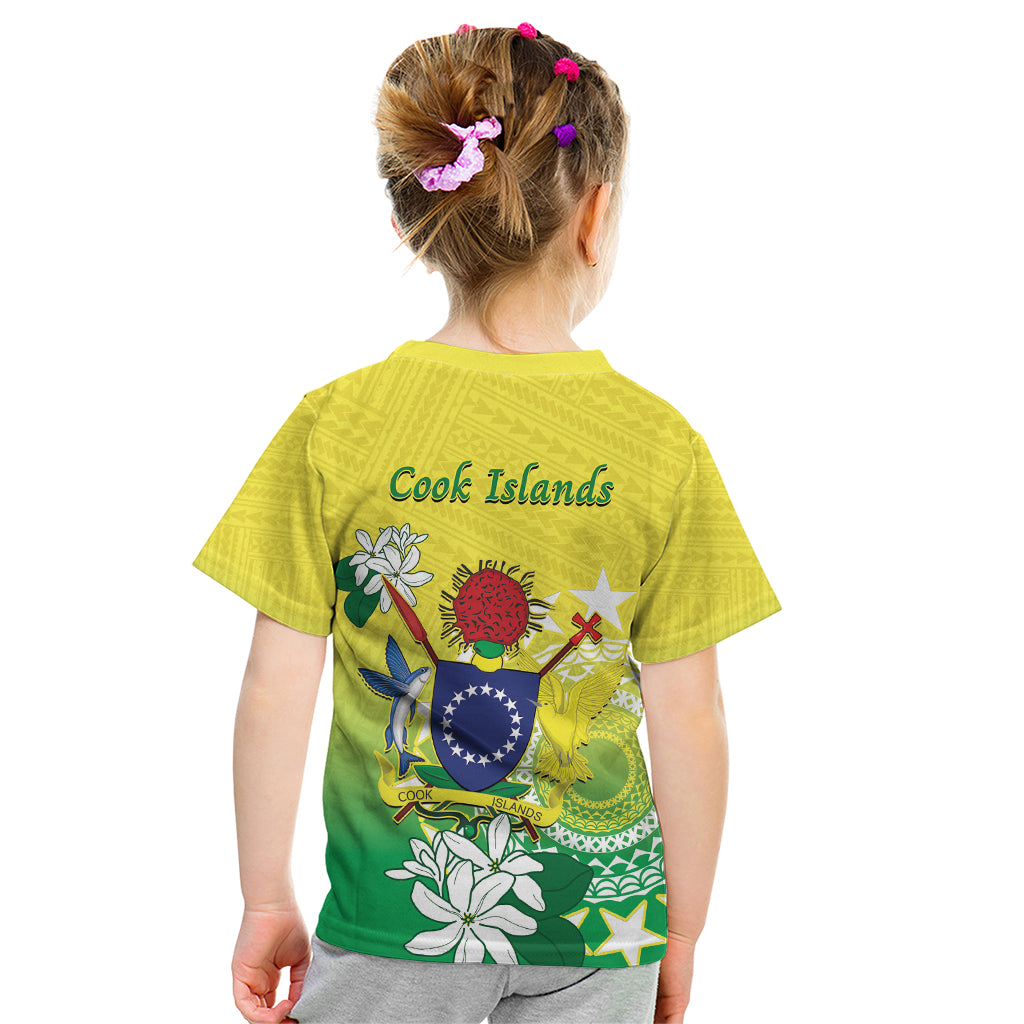 Cook Islands Independence Day Kid T Shirt Kuki Airani Tiare Maori Polynesian Pattern - Green LT14 - Polynesian Pride