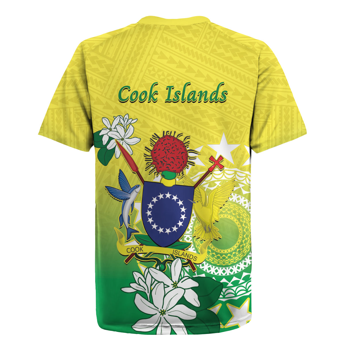 Cook Islands Independence Day Rugby Jersey Kuki Airani Tiare Maori Polynesian Pattern - Green