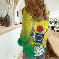 Cook Islands Independence Day Women Casual Shirt Kuki Airani Tiare Maori Polynesian Pattern - Green