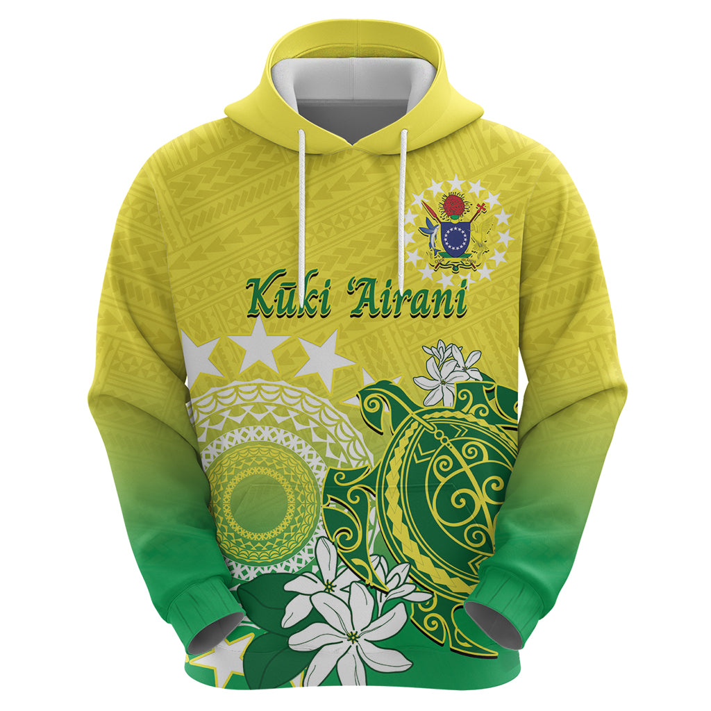 Cook Islands Independence Day Zip Hoodie Kuki Airani Tiare Maori Polynesian Pattern - Green