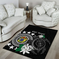 Cook Islands Independence Day Area Rug Kuki Airani Tiare Maori Polynesian Pattern - Black