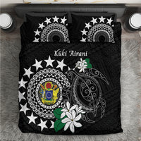 Cook Islands Independence Day Bedding Set Kuki Airani Tiare Maori Polynesian Pattern - Black
