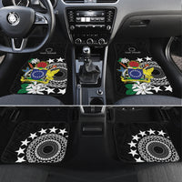 Cook Islands Independence Day Car Mats Kuki Airani Tiare Maori Polynesian Pattern - Black