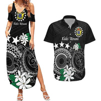 Cook Islands Independence Day Couples Matching Summer Maxi Dress and Hawaiian Shirt Kuki Airani Tiare Maori Polynesian Pattern - Black LT14 Black - Polynesian Pride