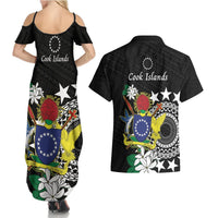 Cook Islands Independence Day Couples Matching Summer Maxi Dress and Hawaiian Shirt Kuki Airani Tiare Maori Polynesian Pattern - Black LT14 - Polynesian Pride