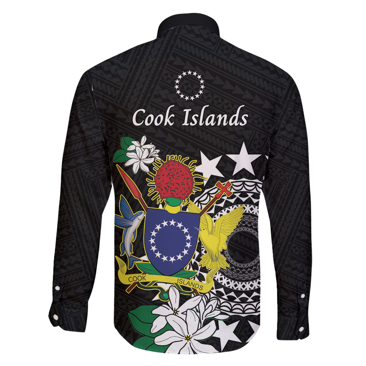 Cook Islands Independence Day Family Matching Tank Maxi Dress and Hawaiian Shirt Kuki Airani Tiare Maori Polynesian Pattern - Black