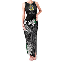 Cook Islands Independence Day Family Matching Tank Maxi Dress and Hawaiian Shirt Kuki Airani Tiare Maori Polynesian Pattern - Black