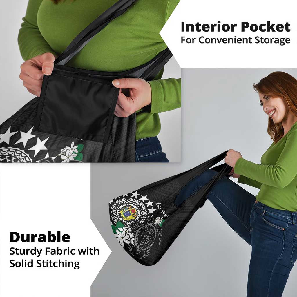 Cook Islands Independence Day Grocery Bag Kuki Airani Tiare Maori Polynesian Pattern - Black