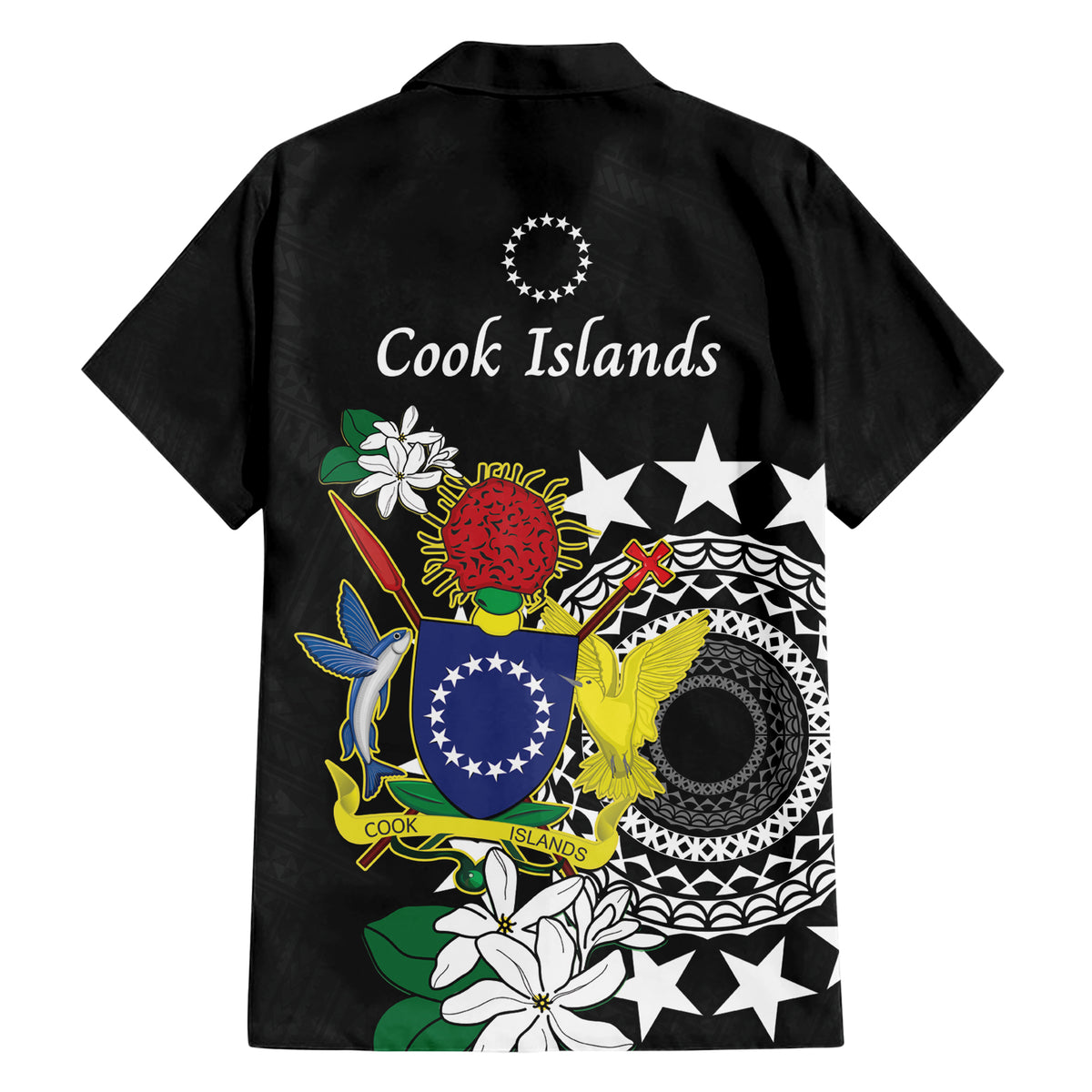 Cook Islands Independence Day Hawaiian Shirt Kuki Airani Tiare Maori Polynesian Pattern - Black