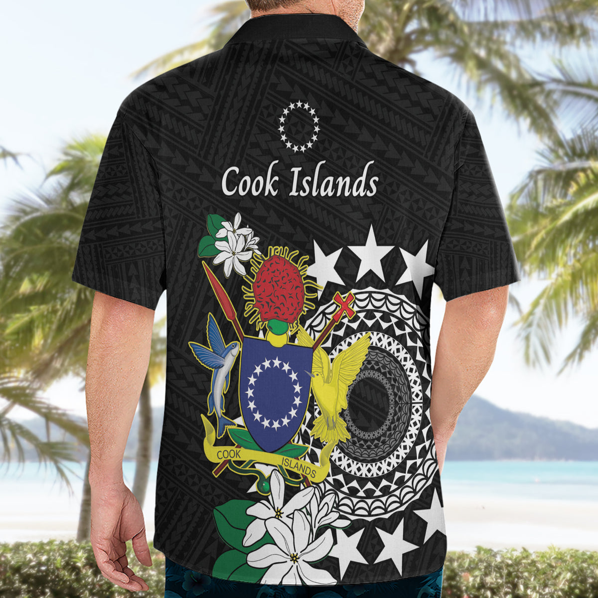 Cook Islands Independence Day Hawaiian Shirt Kuki Airani Tiare Maori Polynesian Pattern - Black