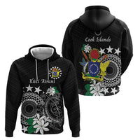 Cook Islands Independence Day Hoodie Kuki Airani Tiare Maori Polynesian Pattern - Black