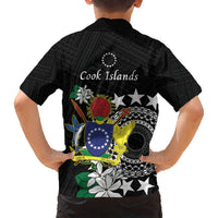 Cook Islands Independence Day Kid Hawaiian Shirt Kuki Airani Tiare Maori Polynesian Pattern - Black LT14 - Polynesian Pride