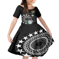 Cook Islands Independence Day Kid Short Sleeve Dress Kuki Airani Tiare Maori Polynesian Pattern - Black LT14 KID Black - Polynesian Pride
