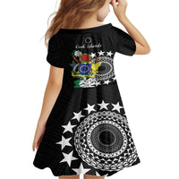 Cook Islands Independence Day Kid Short Sleeve Dress Kuki Airani Tiare Maori Polynesian Pattern - Black LT14 - Polynesian Pride