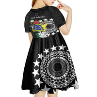 Cook Islands Independence Day Kid Short Sleeve Dress Kuki Airani Tiare Maori Polynesian Pattern - Black LT14 - Polynesian Pride