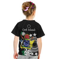 Cook Islands Independence Day Kid T Shirt Kuki Airani Tiare Maori Polynesian Pattern - Black LT14 - Polynesian Pride