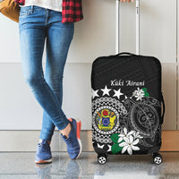 Cook Islands Independence Day Luggage Cover Kuki Airani Tiare Maori Polynesian Pattern - Black LT14 - Polynesian Pride