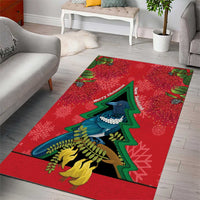 New Zealand Christmas In July Area Rug Kowhai Tui Bird With Pohutukawa - Red