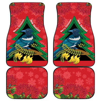 New Zealand Christmas In July Car Mats Kowhai Tui Bird With Pohutukawa - Red