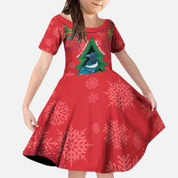 New Zealand Christmas In July Family Matching Short Sleeve Bodycon Dress and Hawaiian Shirt Kowhai Tui Bird With Pohutukawa - Red