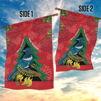 New Zealand Christmas In July Garden Flag Kowhai Tui Bird With Pohutukawa - Red