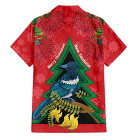 New Zealand Christmas In July Hawaiian Shirt Kowhai Tui Bird With Pohutukawa - Red