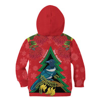 New Zealand Christmas In July Kid Hoodie Kowhai Tui Bird With Pohutukawa - Red