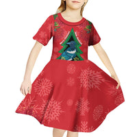 New Zealand Christmas In July Kid Short Sleeve Dress Kowhai Tui Bird With Pohutukawa - Red