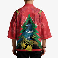 New Zealand Christmas In July Kimono Kowhai Tui Bird With Pohutukawa - Red - Polynesian Pride