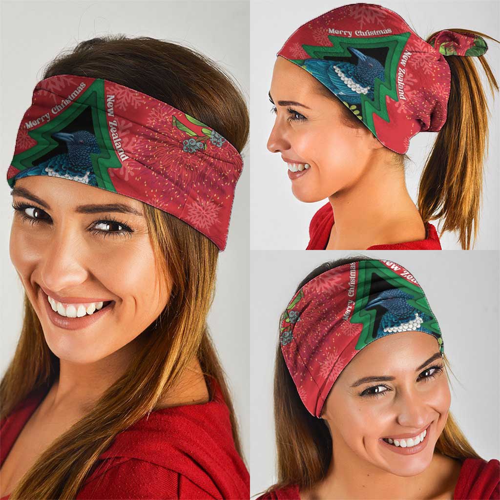 New Zealand Christmas In July Neck Gaiter Kowhai Tui Bird With Pohutukawa - Red - Polynesian Pride