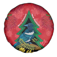 New Zealand Christmas In July Spare Tire Cover Kowhai Tui Bird With Pohutukawa - Red