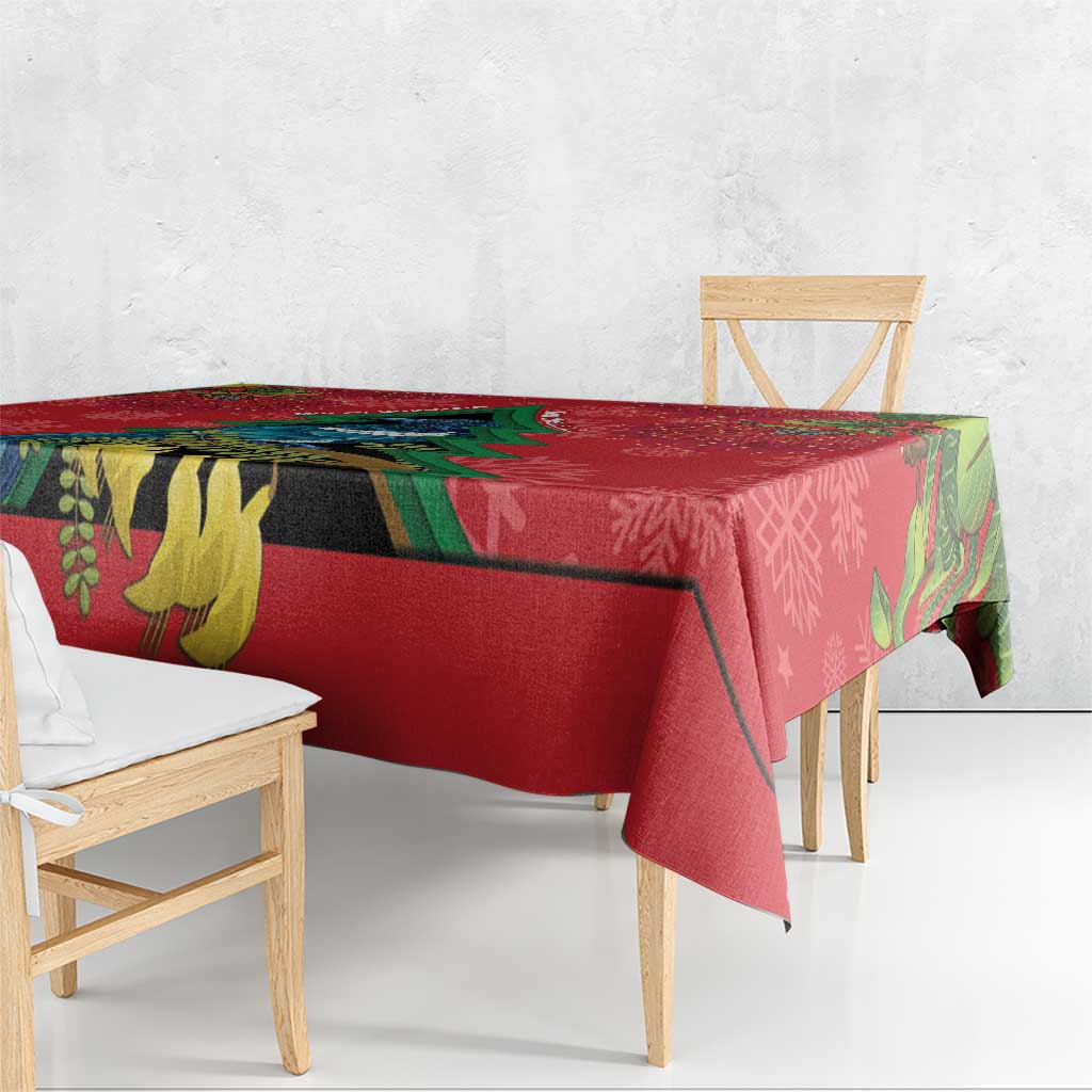 New Zealand Christmas In July Tablecloth Kowhai Tui Bird With Pohutukawa - Red