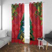 New Zealand Christmas In July Window Curtain Kowhai Tui Bird With Pohutukawa - Red