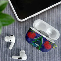 New Zealand Christmas In July AirPods Case Kowhai Tui Bird With Pohutukawa - Blue - Polynesian Pride