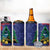 New Zealand Christmas In July 4 in 1 Can Cooler Tumbler Kowhai Tui Bird With Pohutukawa - Blue
