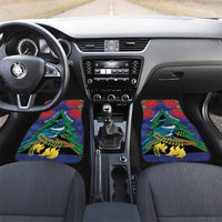 New Zealand Christmas In July Car Mats Kowhai Tui Bird With Pohutukawa - Blue