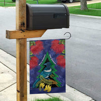 New Zealand Christmas In July Garden Flag Kowhai Tui Bird With Pohutukawa - Blue