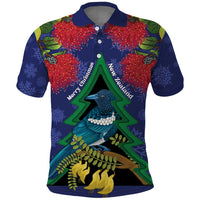 New Zealand Christmas In July Polo Shirt Kowhai Tui Bird With Pohutukawa - Blue