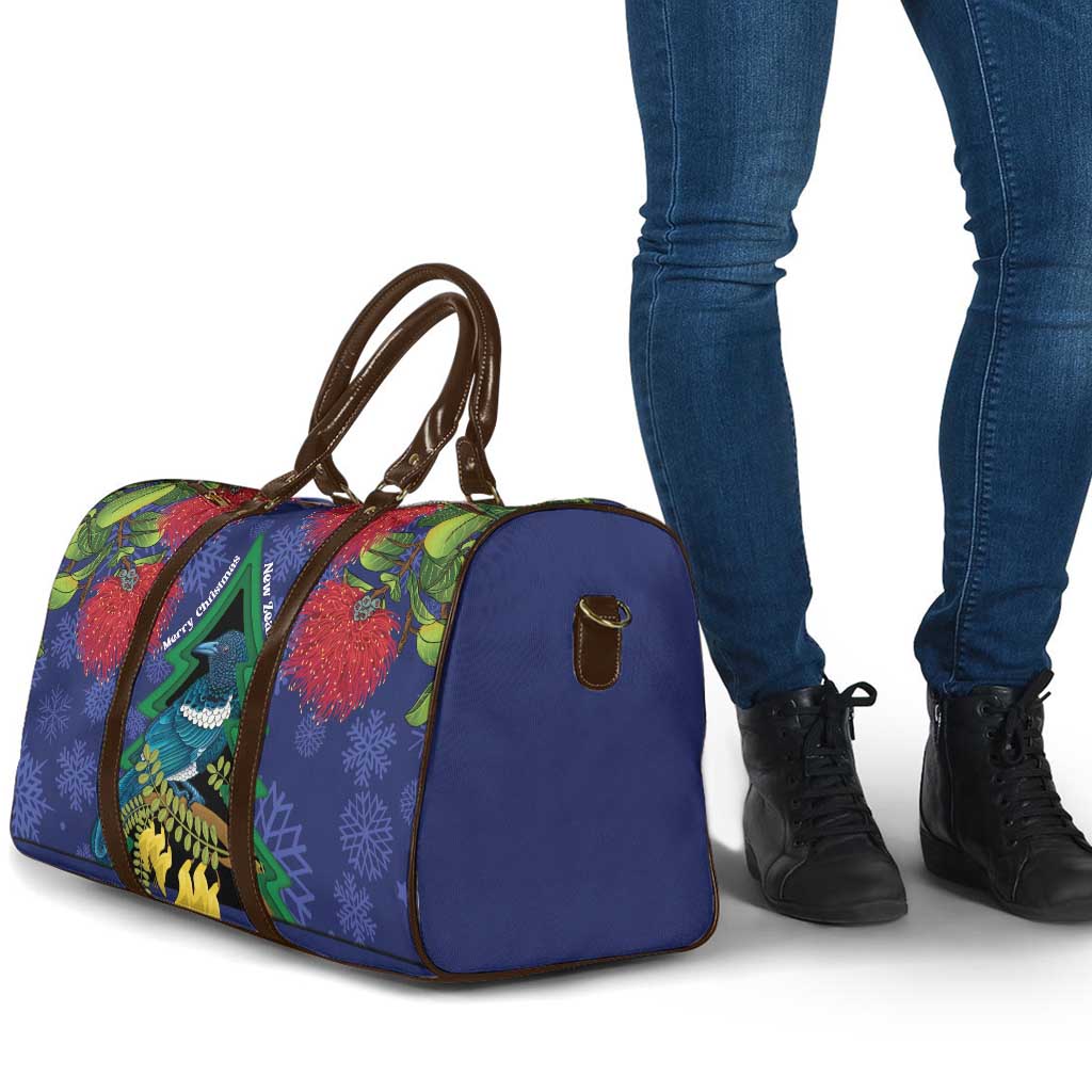 New Zealand Christmas In July Travel Bag Kowhai Tui Bird With Pohutukawa - Blue - Polynesian Pride