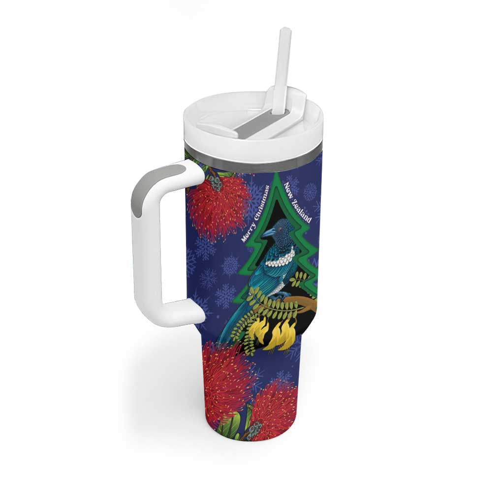 New Zealand Christmas In July Tumbler With Handle Kowhai Tui Bird With Pohutukawa - Blue