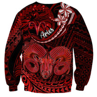 Polynesian Pride Aries Zodiac Sweatshirt Astrological Sign Tribal Plumeria Red Galaxy LT14 - Polynesian Pride