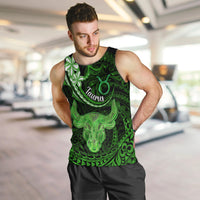 Polynesian Pride Taurus Zodiac Men Tank Top Astrological Sign Tribal Plumeria Green Galaxy LT14 - Polynesian Pride