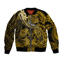 Polynesian Pride Gemini Zodiac Bomber Jacket Astrological Sign Tribal Plumeria Gold Galaxy LT14 Unisex Gold - Polynesian Pride