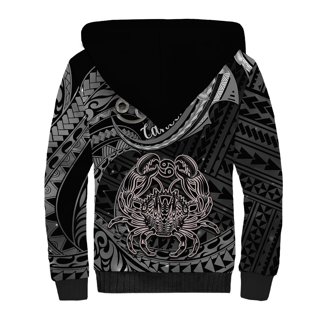 Polynesian Pride Cancer Zodiac Sherpa Hoodie Astrological Sign Tribal Plumeria Grey Galaxy LT14 - Polynesian Pride