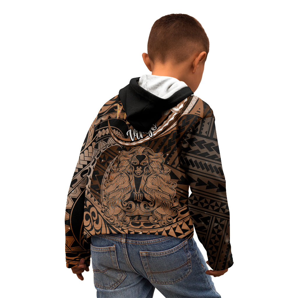 Polynesian Pride Virgo Zodiac Kid Hoodie Astrological Sign Tribal Plumeria Brown Galaxy LT14 - Polynesian Pride