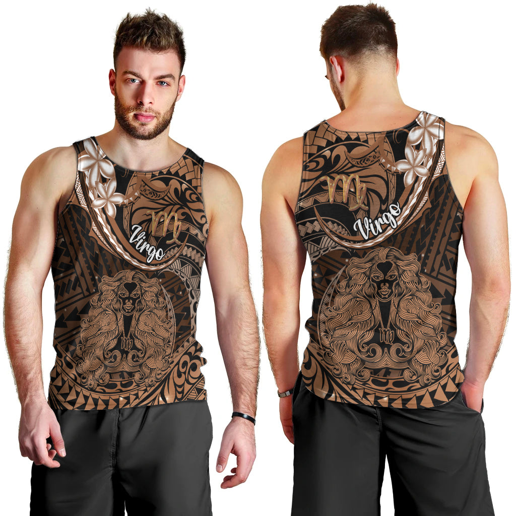 Polynesian Pride Virgo Zodiac Men Tank Top Astrological Sign Tribal Plumeria Brown Galaxy LT14 - Polynesian Pride