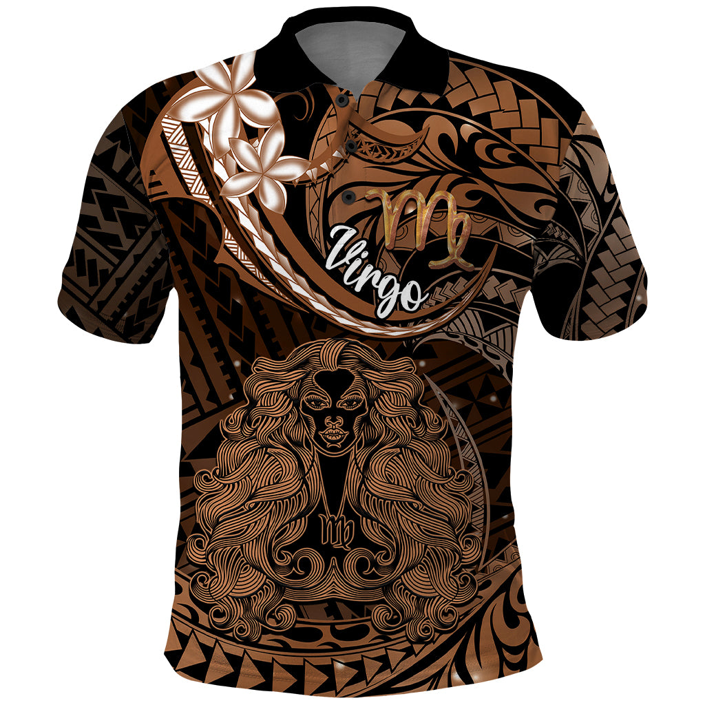 Polynesian Pride Virgo Zodiac Polo Shirt Astrological Sign Tribal Plumeria Brown Galaxy LT14 Brown - Polynesian Pride